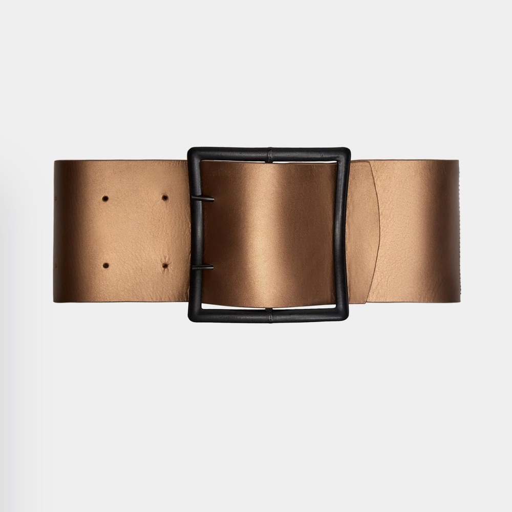 RUDSAK Allies Bronze Wide Leather Belt New $350